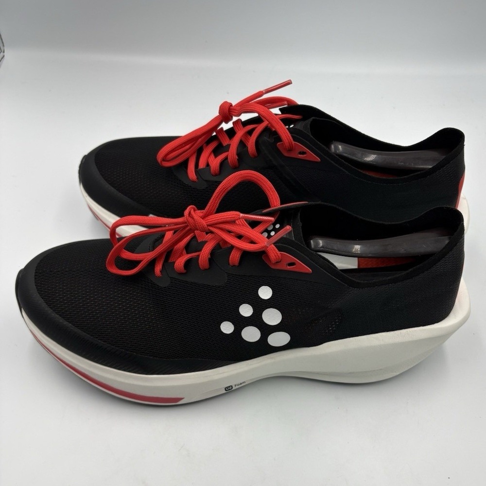 CRAFT Men's Black Red White Low Top Lace-Up Running Athletic Sneakers